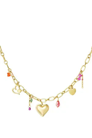 Colorful love charm necklace