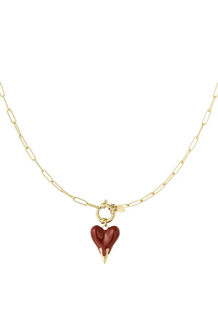 Heart on fire charm necklace