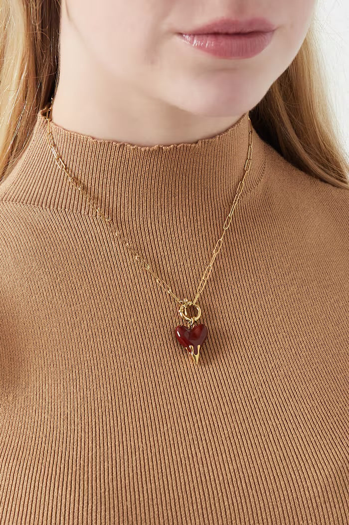 Heart on fire charm necklace