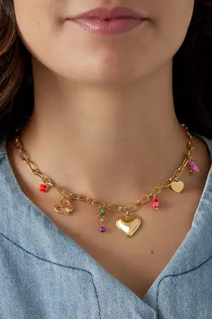 Colorful love charm necklace