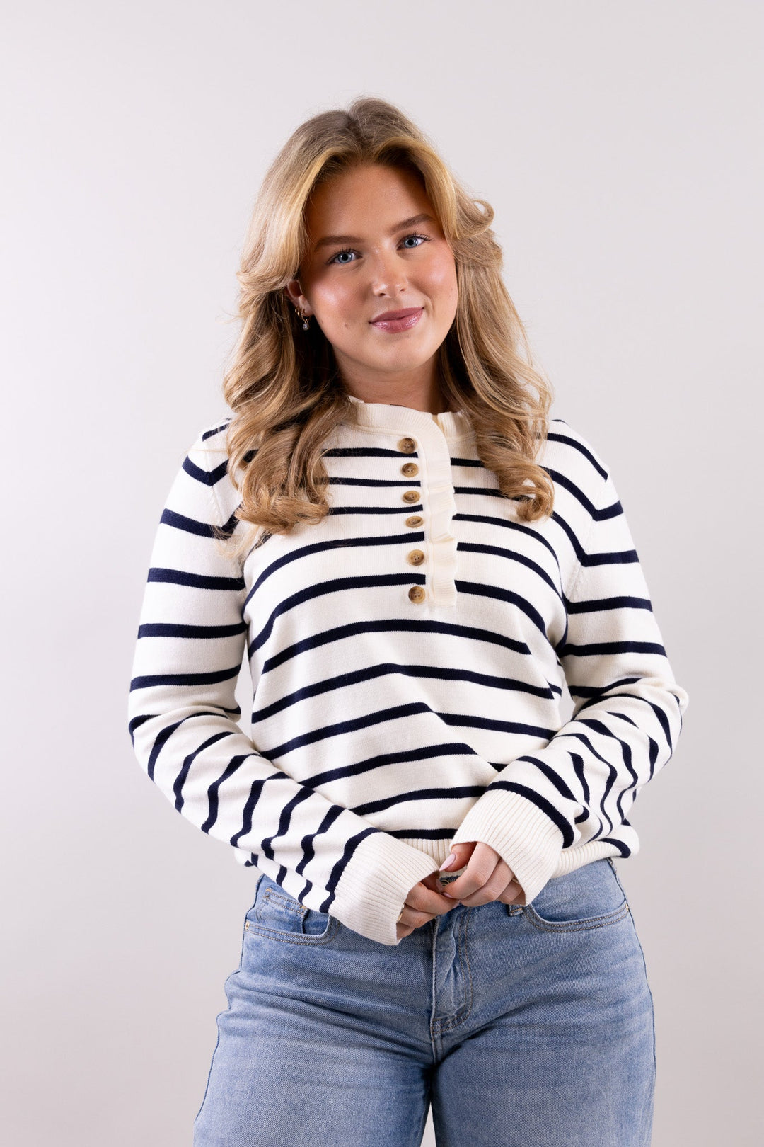 Juno striped ruffle top